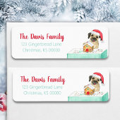 Aquarell Frohe Weihnachts-Bulldog-Label