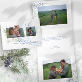 Aquarell Frohe Weihnachts-Script Juniper-Foto Dreifach Gefaltete Urlaubskarte