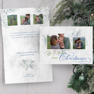 Aquarell Frohe Weihnachts-Script Juniper-Foto Feiertagskarte