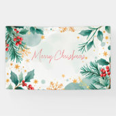 Aquarell Frohe Weihnachtsbanner - Blätter Banner (Horizontal)