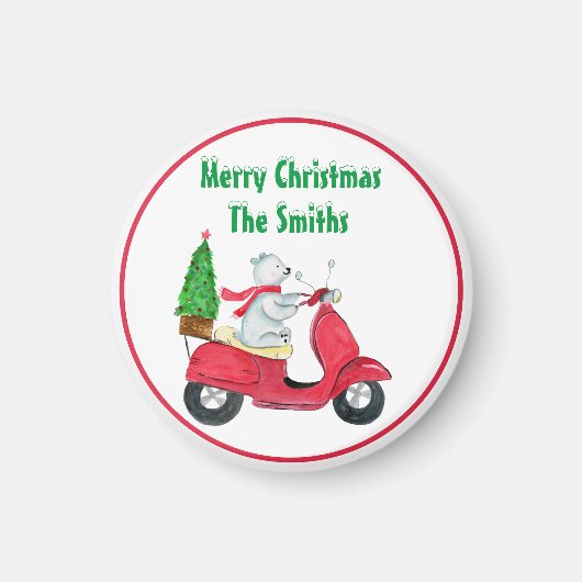 Aquarell Frohe Weihnachtsbären Name Magnet (Vorne)