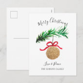 Aquarell Frohe Weihnachtsbaum Fröhlich und hell Feiertagspostkarte (Vorne/Hinten)