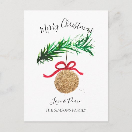 Aquarell Frohe Weihnachtsbaum Fröhlich und hell Feiertagspostkarte (Vorderseite)