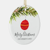 Aquarell Frohe Weihnachtsbaum Fröhlich und hell Keramik Ornament (Rechts)