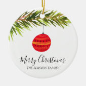 Aquarell Frohe Weihnachtsbaum Fröhlich und hell Keramik Ornament (Vorne)