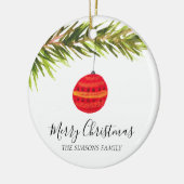 Aquarell Frohe Weihnachtsbaum Fröhlich und hell Keramik Ornament (Links)