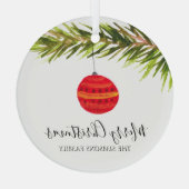 Aquarell Frohe Weihnachtsbaum Fröhlich und hell Ornament Aus Glas (Rückseite)