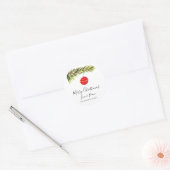 Aquarell Frohe Weihnachtsbaum Fröhlich und hell Runder Aufkleber (Umschlag)