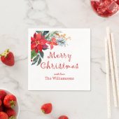 Aquarell Frohe Weihnachtsfeier Poinsettia Serviette (Beispiel)