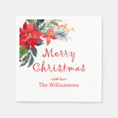 Aquarell Frohe Weihnachtsfeier Poinsettia Serviette (Vorderseite)