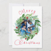 Aquarell Frohe Weihnachtsfeiertag Kranz FOTO Feiertagskarte