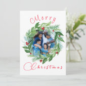 Aquarell Frohe Weihnachtsfeiertag Kranz FOTO Feiertagskarte