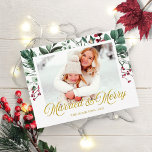 Aquarell Frohe Weihnachtsfeiertage Foto Postkarte<br><div class="desc">In Beautiful Christmas botanical watercolor design,  easy to customize with your own picture and message.</div>