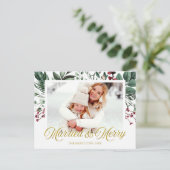 Aquarell Frohe Weihnachtsfeiertage Foto Postkarte (Stehend Vorderseite)