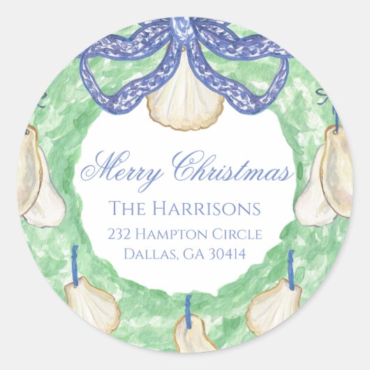 Aquarell Frohe Weihnachtsgarland Vintag Runder Aufkleber (Vorderseite)