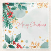 Aquarell Frohe Weihnachtsgläser Untersetzer - Eleg (Vorderseite)