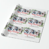 Aquarell Frohe Weihnachtskiefer 3 FOTOS Collage Geschenkpapier (Ungerollt)