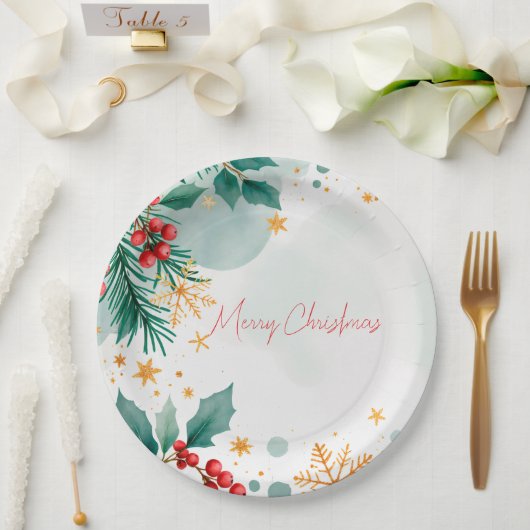 Aquarell Frohe Weihnachtspapier-Teller - Elegant Pappteller (Hochzeit)