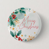 Aquarell Frohe Weihnachtsschaltfläche - Blätter fü Button (Vorderseite)