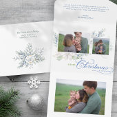 Aquarell Frohe Weihnachtsskripte Juniper 3-Foto All In One Einladung