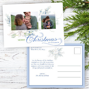 Aquarell Frohe Weihnachtsskriptorin 2-Foto Feiertagspostkarte