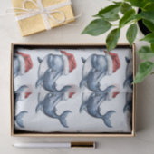 Aquarell Frohe Weihnachtswale Zeichnend Seidenpapier (Geschenk)