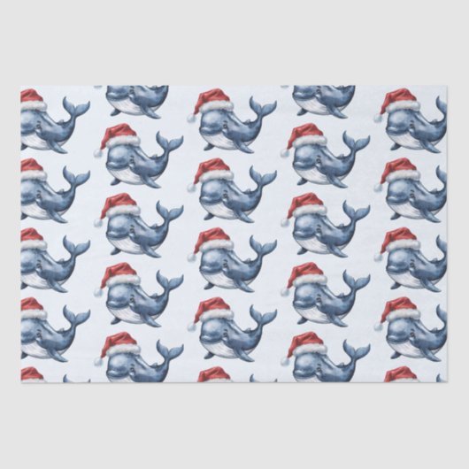 Aquarell Frohe Weihnachtswale Zeichnend Seidenpapier (Vorderseite)