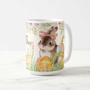 Aquarell-Fröhlicher-Osterhase-mit-Schleife Kaffeetasse