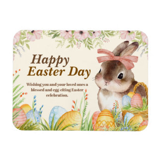 Aquarell-Fröhlicher-Osterhase-mit-Schleife Magnet