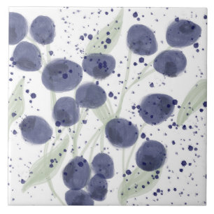 Aquarell-Frucht Blaubeere Lila Spritzkunst Fliese