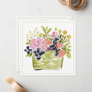 Aquarell-Früchte- und Blumenkorb Mitteilungskarte