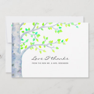 Aquarell-Frühjahrs-Birke-Hochzeit Dankeskarte