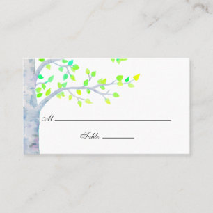 Aquarell-Frühlings-Birke-Hochzeit Platzkarte