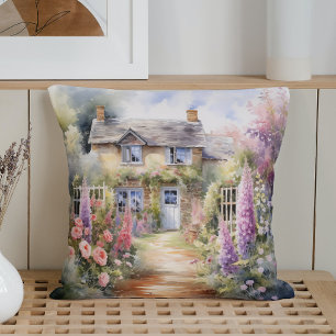 Aquarell Frühlings Cottagegarten Charme Kissen