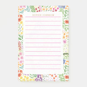 Aquarell-Frühlings-hübsche-Blumen-Blumenmuster-hüb Post-it Klebezettel