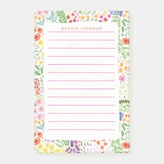 Aquarell-Frühlings-hübsche-Blumen-Blumenmuster-hüb Post-it Klebezettel (Vorderseite)
