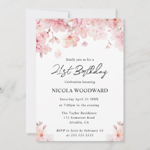 Aquarell-Frühlings-Kirschblüten 21. Geburtstag Einladung