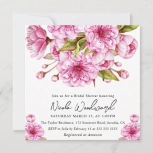 Aquarell-Frühlings-Kirschblüten-Brautparty Einladung