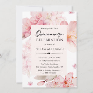 Aquarell-Frühlings-Kirschblüten-Quinceanera Einladung