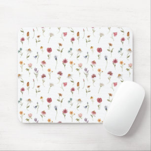 Aquarell-Frühlings-Wildblumen-Frauen-Büro Mousepad