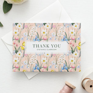 Aquarell-Frühlingsblumen Botanischer Abschluss Dankeskarte
