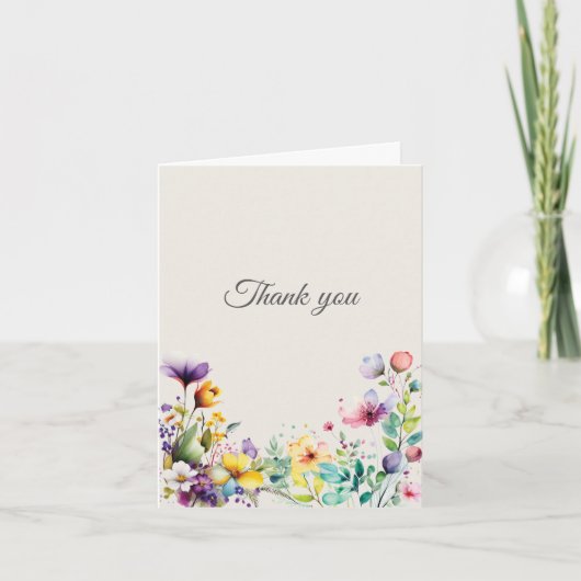 Aquarell-Frühlingsblumen-Dankeskarten Dankeskarte (Vorderseite)