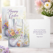 Aquarell-Frühlingsblumen Frohe Ostern Karte