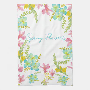 Aquarell Frühlingsblumen  Geschirrtuch