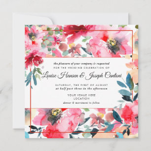 Aquarell-Frühlingsblumen-Hochzeit Ankündigung