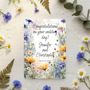 Aquarell-Frühlingsblumen-Hochzeitsglückwünsche Karte