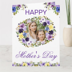 Aquarell-Frühlingsblumen-Kranz Muttertag Karte