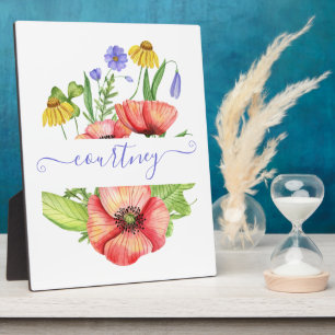 Aquarell-Frühlingsblumen personalisiert  Fotoplatte