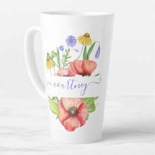 Aquarell-Frühlingsblumen personalisiert  Milchtasse