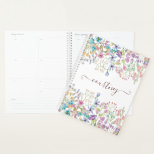 Aquarell-Frühlingsblumen personalisiert   Planer
